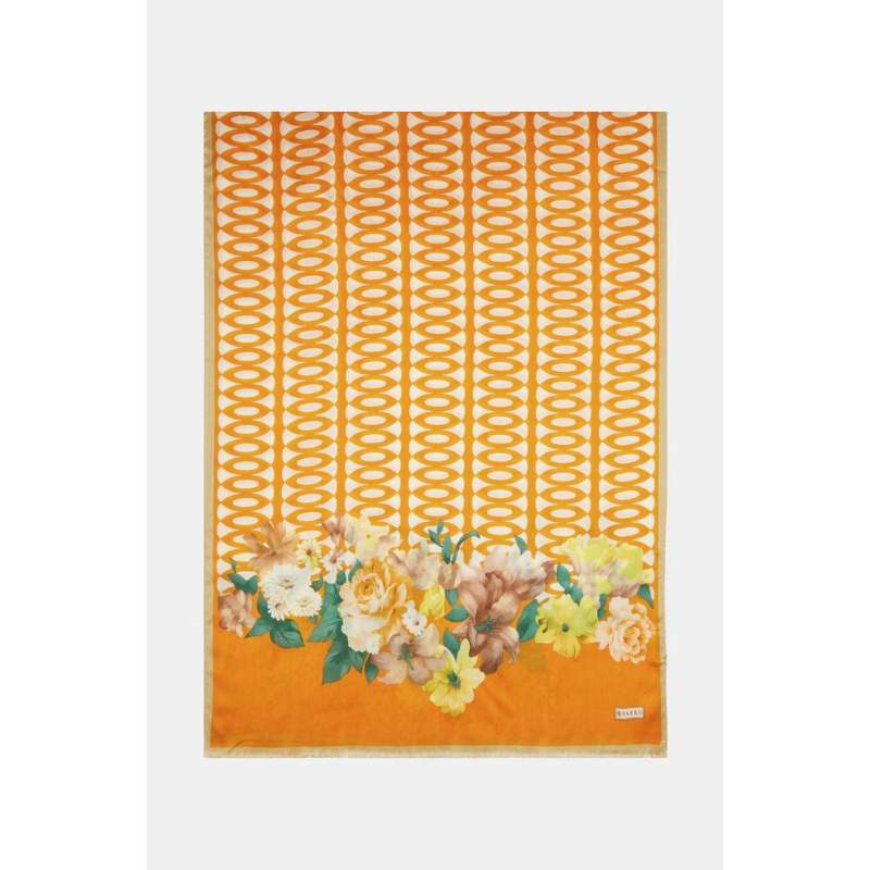 Vakko FLORAL PATTERNED SILK SHAWL