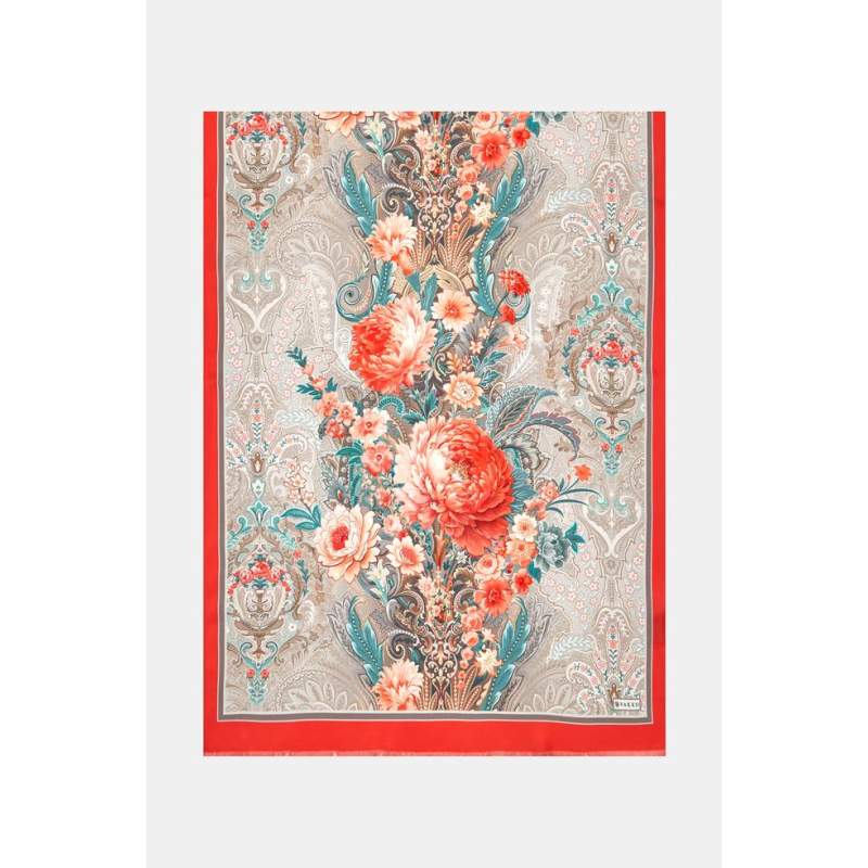 Vakko FLORAL PATTERNED SILK SHAWL