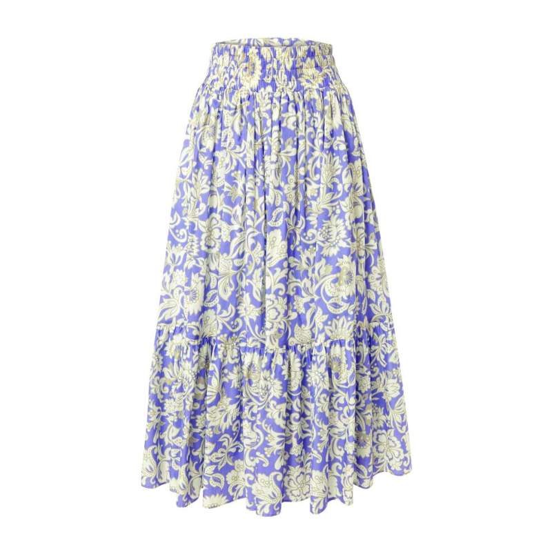 Ephemera BLUE PATTERNED MAXI SKIRT Ephemera BLUE PATTERNED MAXI SKIRT