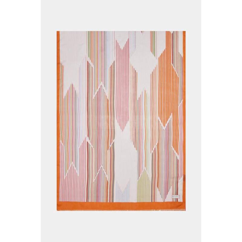 Vakko GEOMETRIC PATTERNED SILK shawl