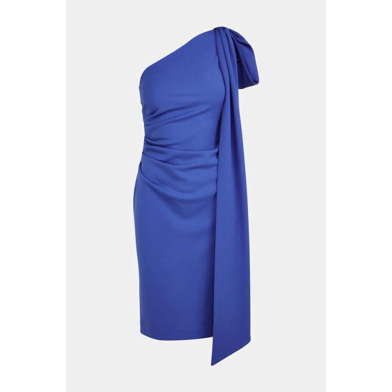 Vakko BLUE ONE SHOULDER DRESS Vakko BLUE ONE SHOULDER DRESS