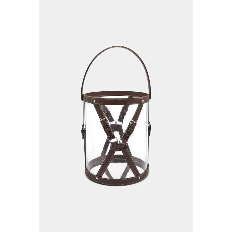 Vakko LEATHER HANDLE GLASS LANTERN