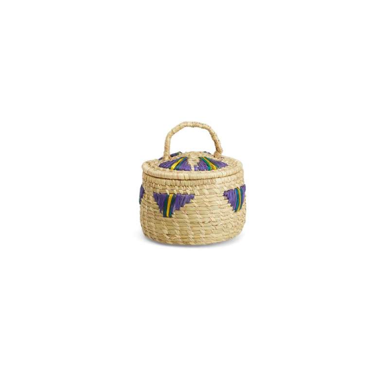 Vakko PURPLE PATTERNED COVERED JUTE BASKET S