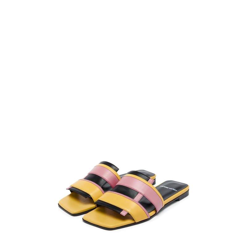 Pierre Hardy YELLOW-PINK LEATHER SLIPPER