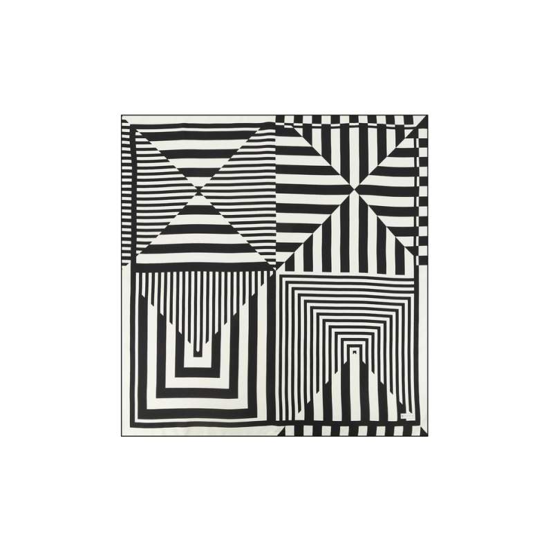 VAKKO MONOCHROME PATTERNED SILK SCARF
