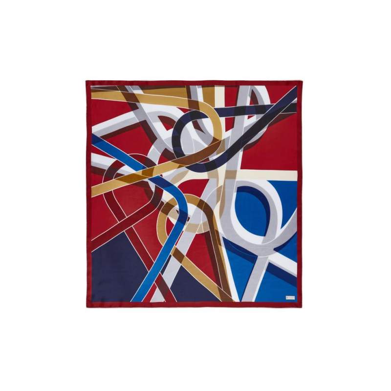 VAKKO GEOMETRIC PATTERNED SILK SCARF