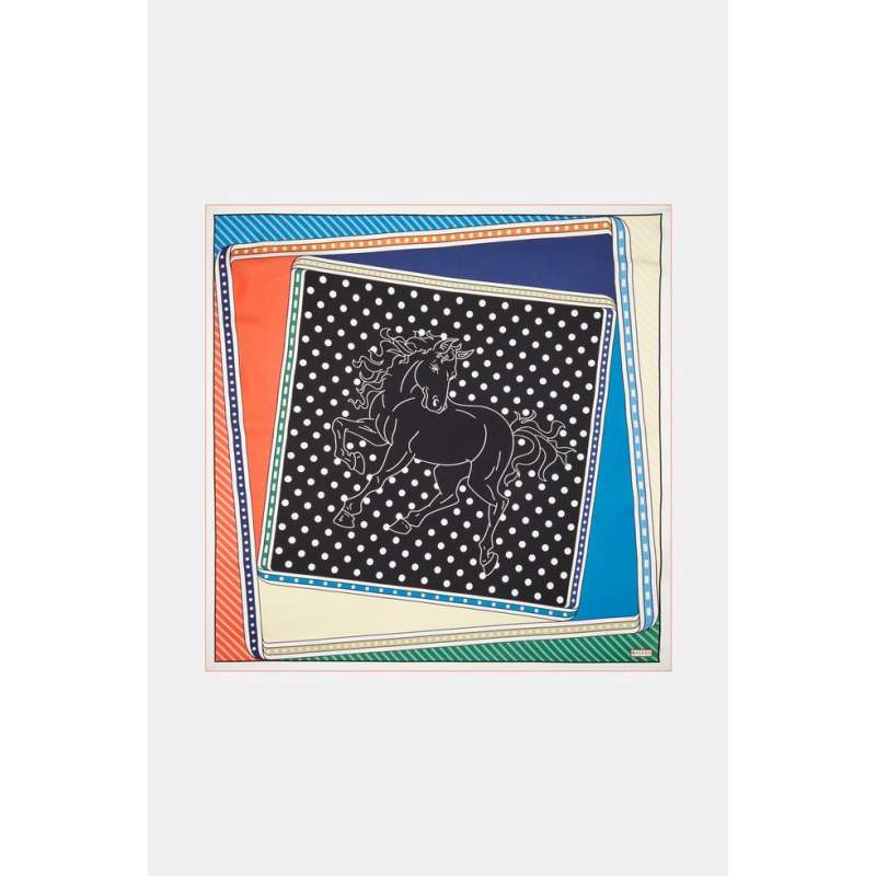 Vakko GEOMETRIC PATTERNED SILK SCARF