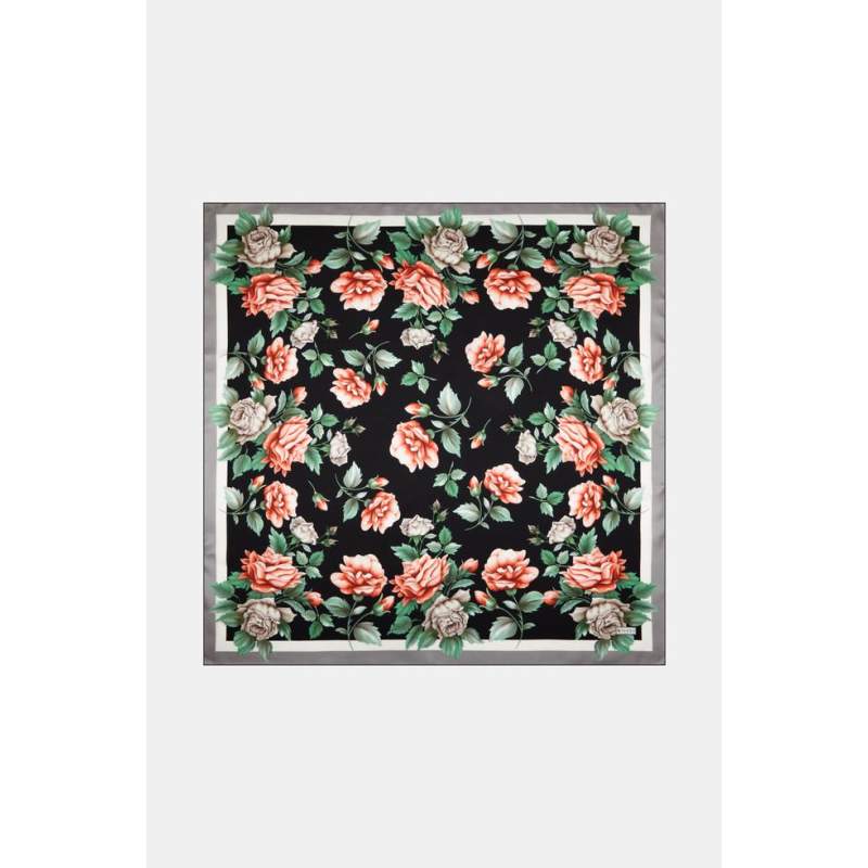 Vakko FLORAL PATTERNED SILK SCARF