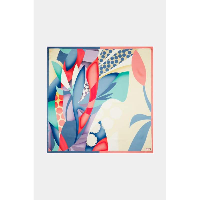 Vakko LEAF PATTERNED SILK SCARF