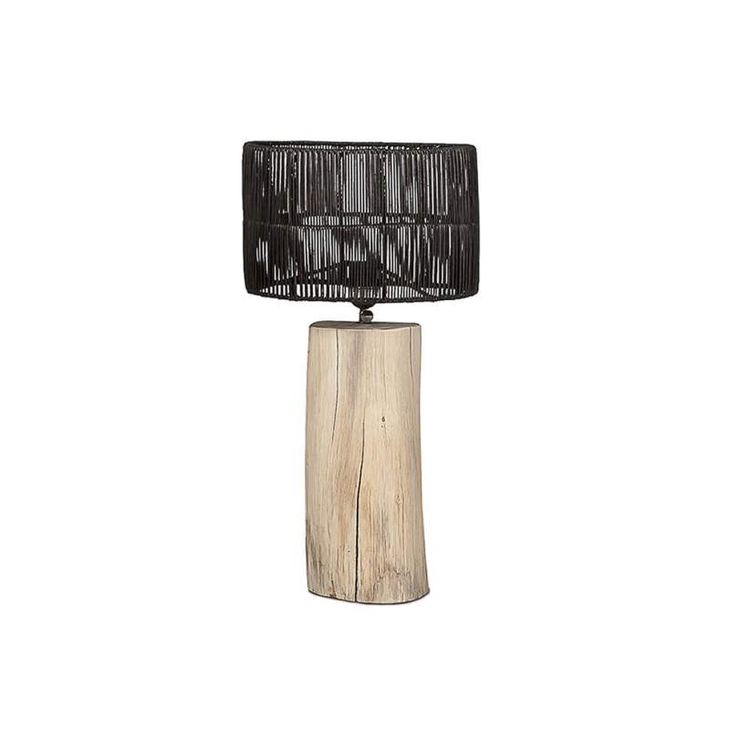 VAKKO BLACK STRAW HAT WOODEN LAMPSHADE