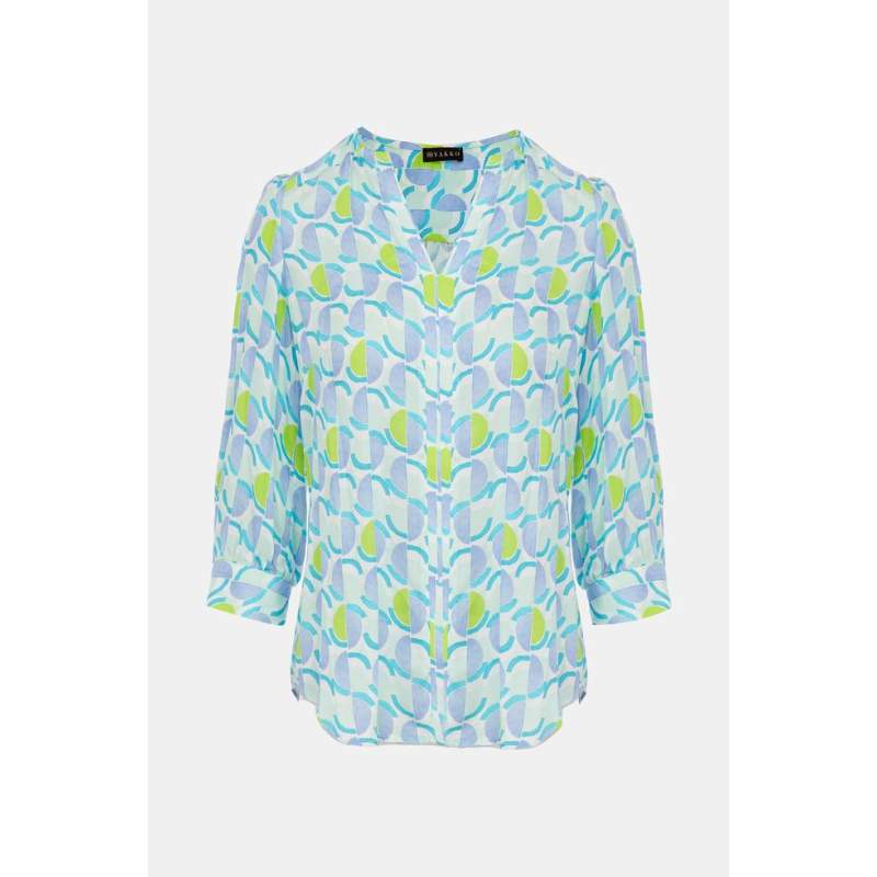 Vakko MULTI-COLOR V-NECK BLOUSE