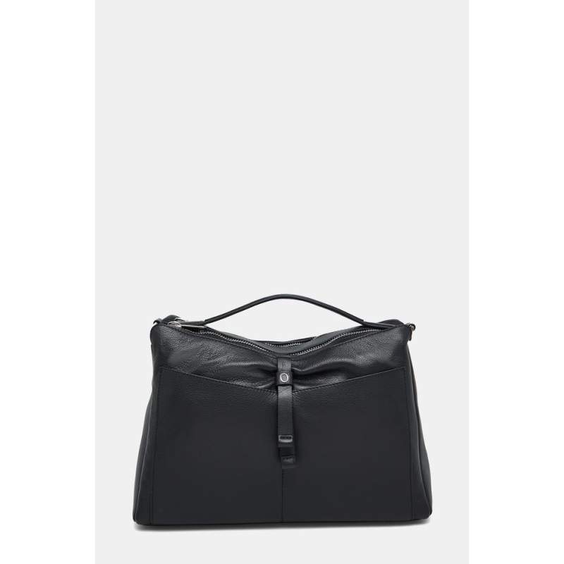 Orciani BLACK LOGO LEATHER BAG