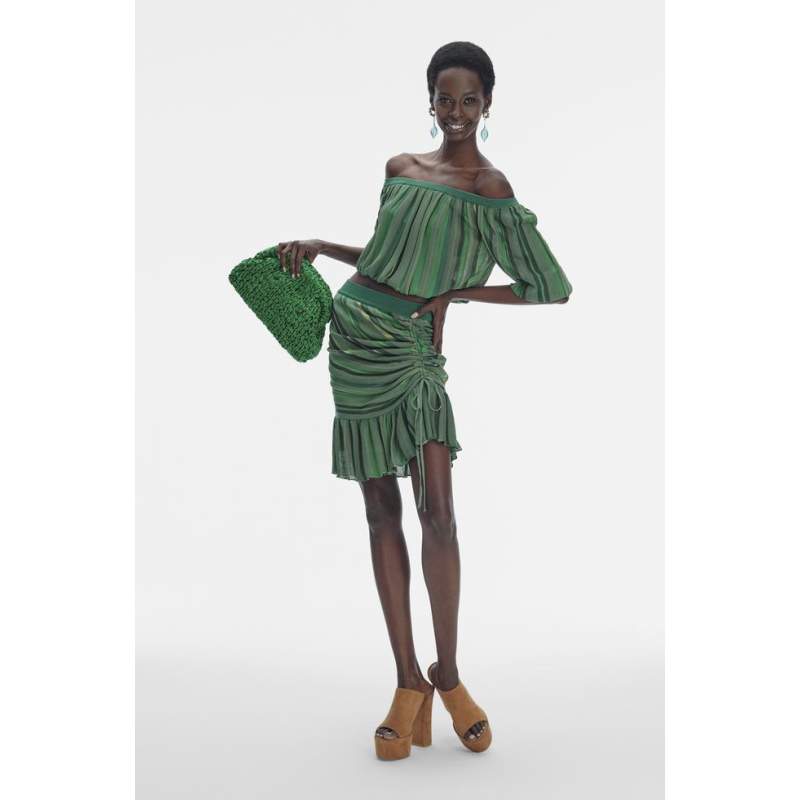 Vakko GREEN STRIPED BLOUSE