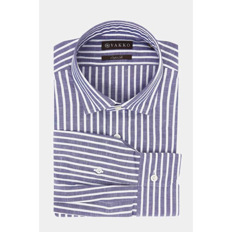 VAKKO STRIPED PATTERNED SPORTS SHIRT