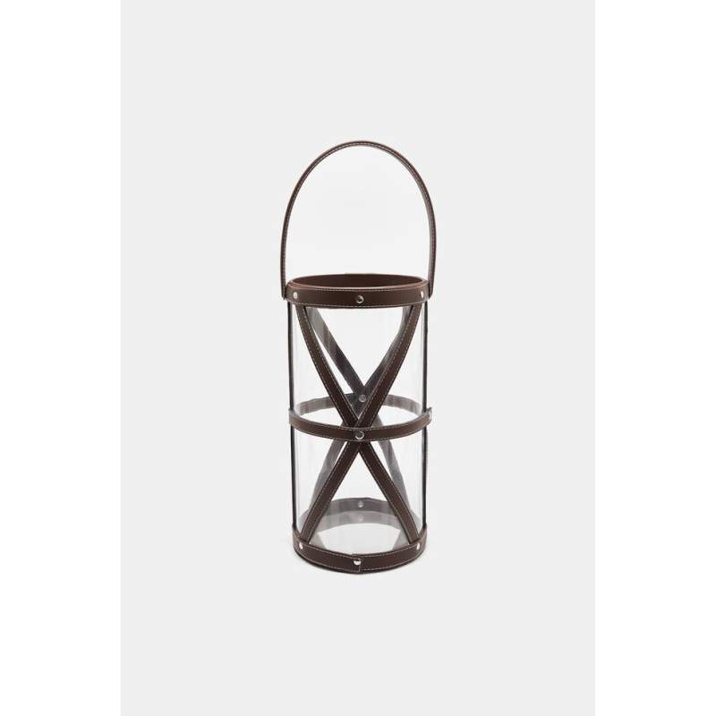 Vakko LEATHER HANDLE GLASS LANTERN
