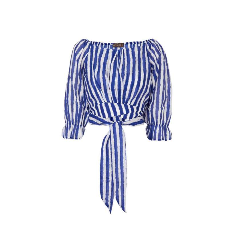 Vakko NAVY STRIPED BLOUSE Vakko NAVY STRIPED BLOUSE