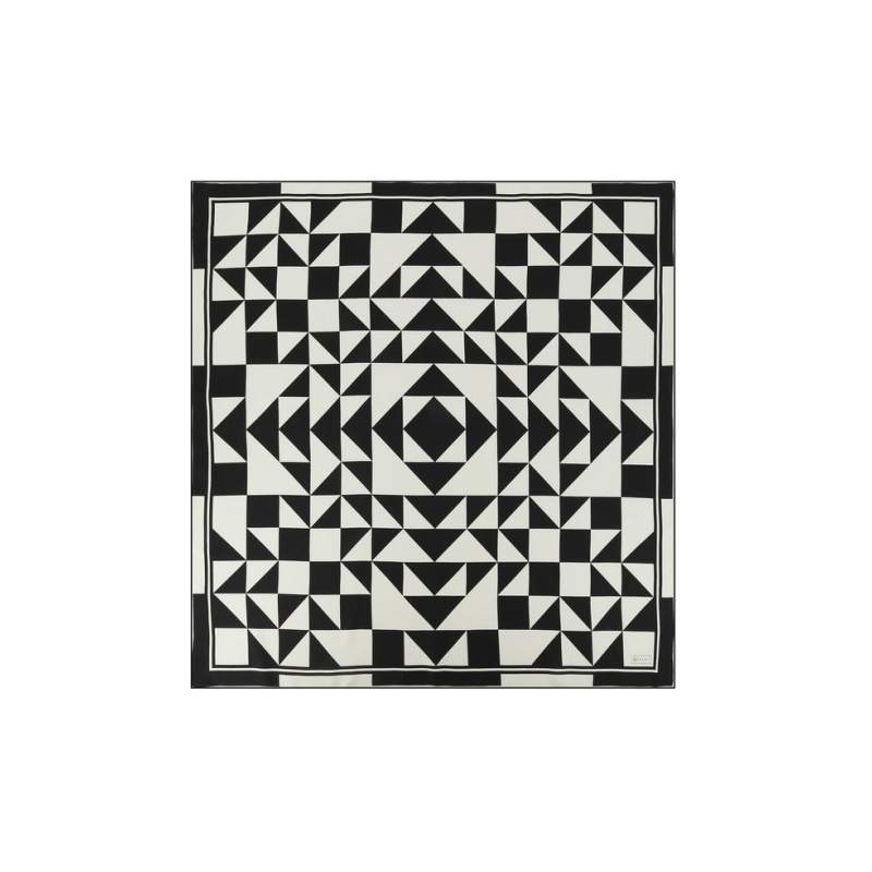 VAKKO MONOCHROME PATTERNED SILK SCARF