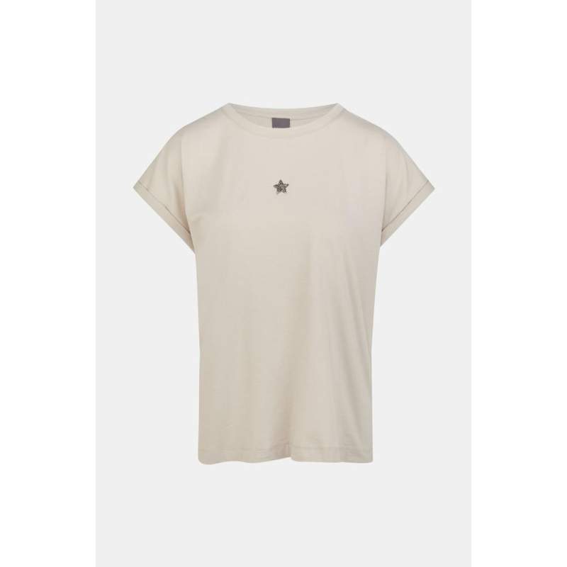 Lorena Antoniazzi BEIGE EMBROIDERED T-SHIRT Lorena Antoniazzi BEIGE EMBROIDERED T-SHIRT