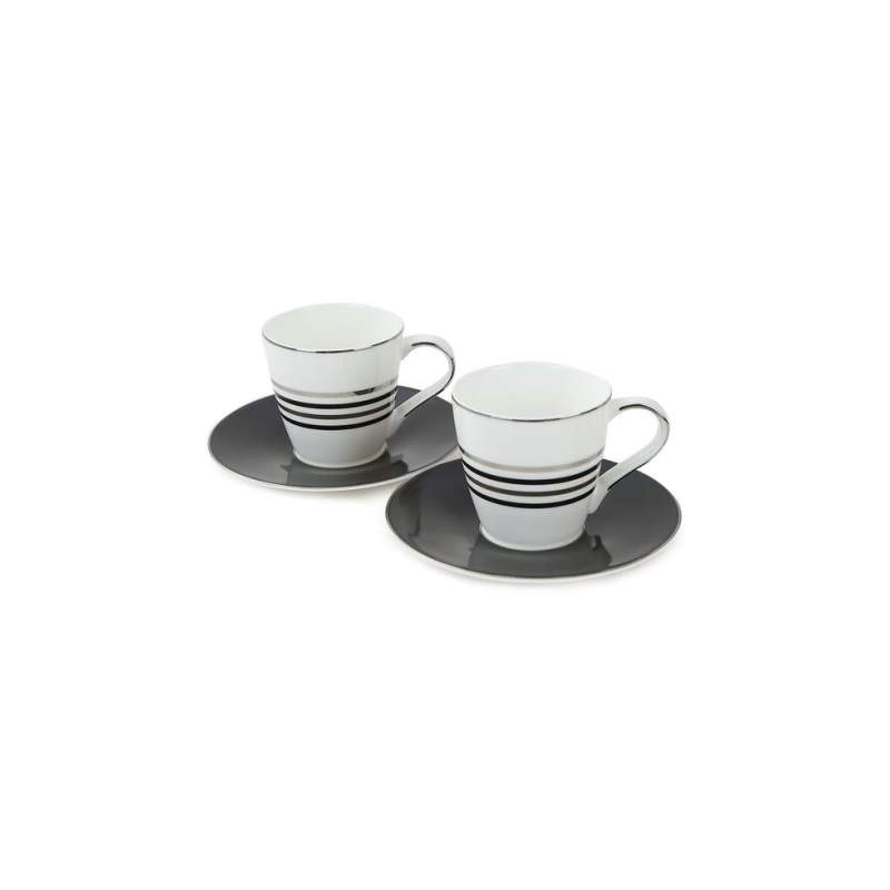 VAKKO STRIPE 2-PIECE PORCELAIN TEA CUP SET