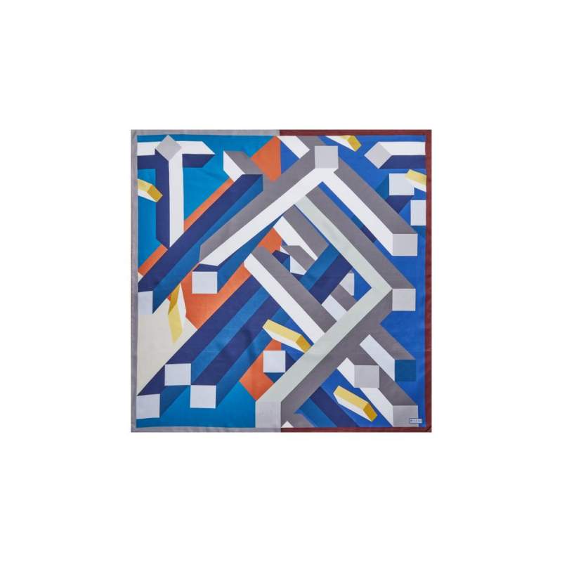 VAKKO GEOMETRIC PATTERNED SILK SCARF