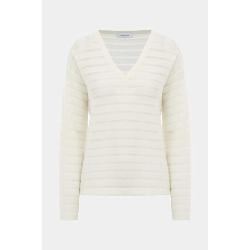 Fabiana Filippi ECRU V-NECK KNITWEAR Fabiana Filippi ECRU V-NECK KNITWEAR