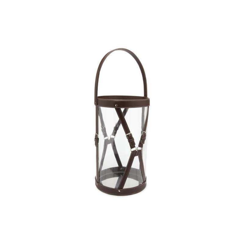 Vakko LEATHER HANDLE GLASS LANTERN