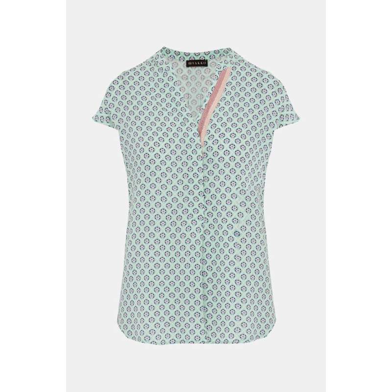 Vakko MULTI-COLOR V-NECK BLOUSE