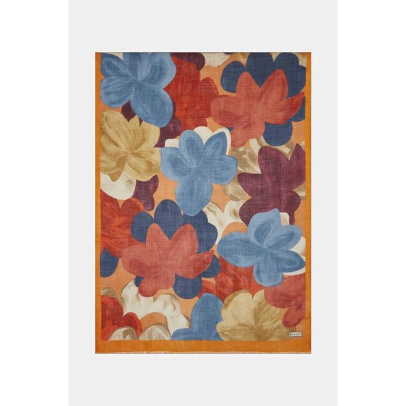 Vakko GEOMETRIC PATTERNED SILK CASHMERE SHAWL