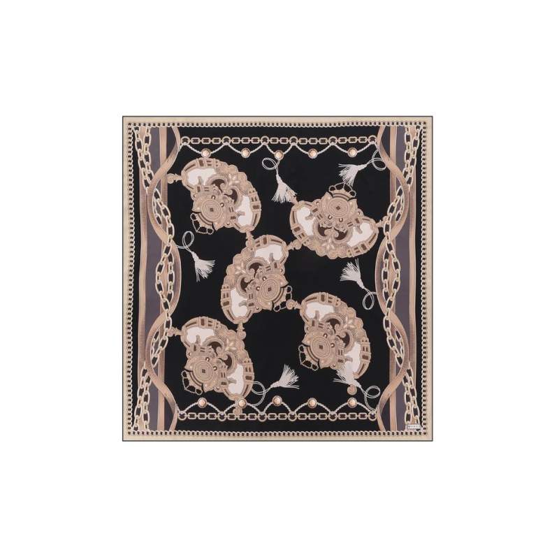 VAKKO GEOMETRIC PATTERNED SILK SCARF