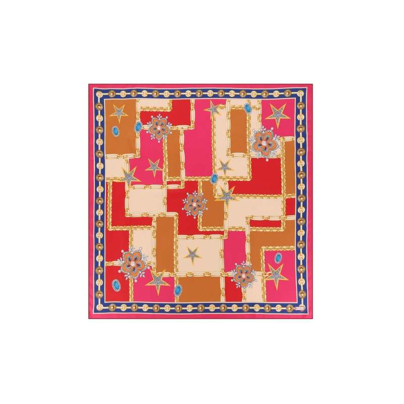 VAKKO OBJECT PATTERNED SILK SCARF