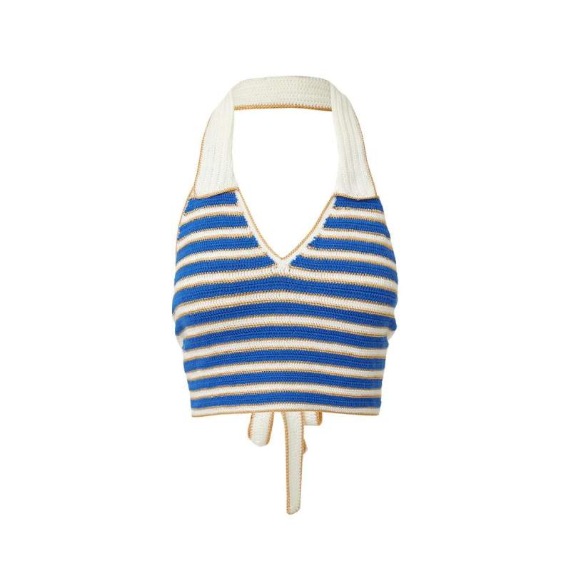 My Beachy Side Emily In Paris NAVY BLUE V-NECK BLOUSE