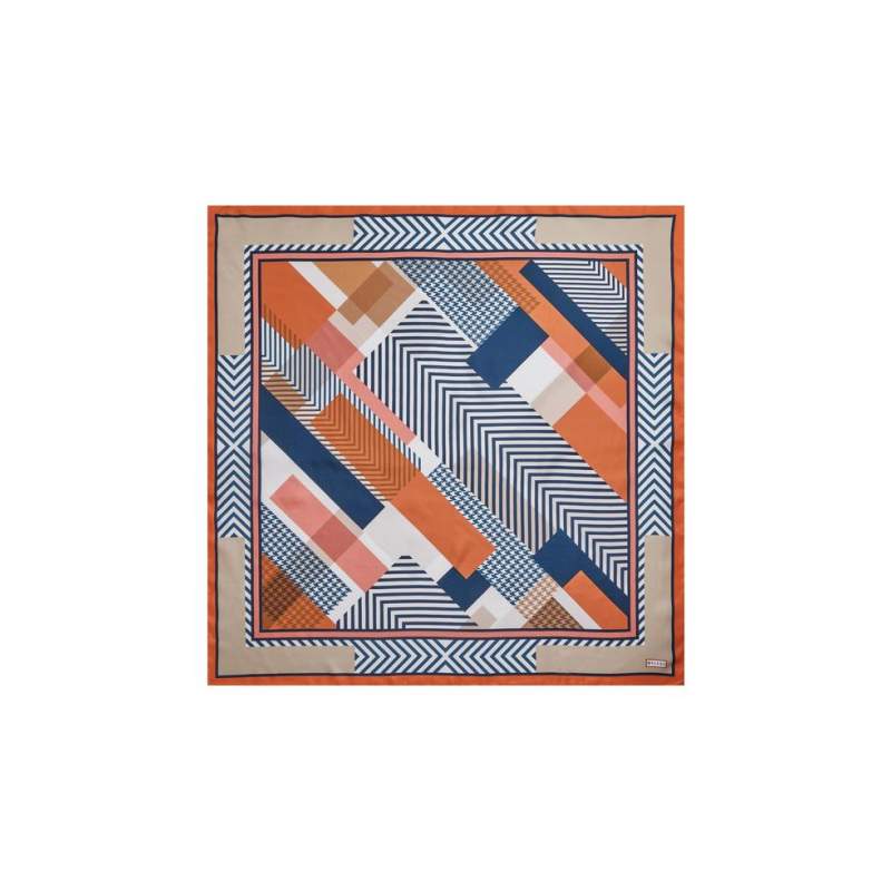 VAKKO GEOMETRIC PATTERNED SILK SCARF