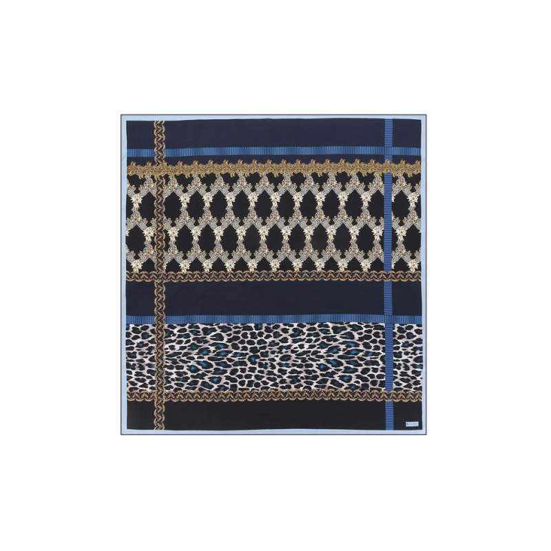 VAKKO GEOMETRIC PATTERNED SILK SCARF