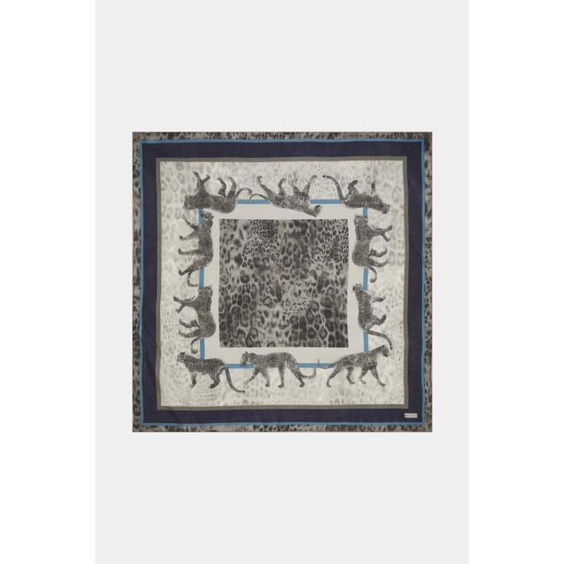 Vakko LEOPARD PATTERNED VOUL SCARF