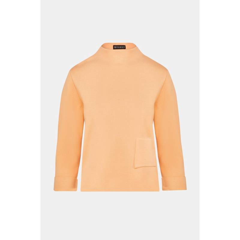Vakko ORANGE VERTICAL COLLAR KNITWEAR