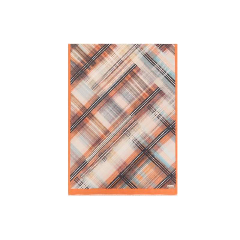 VAKKO GEOMETRIC PATTERNED WOOL SILK shawl