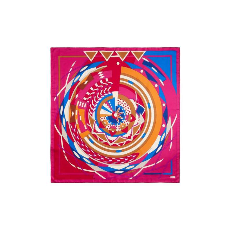 VAKKO GEOMETRIC PATTERNED SILK SCARF