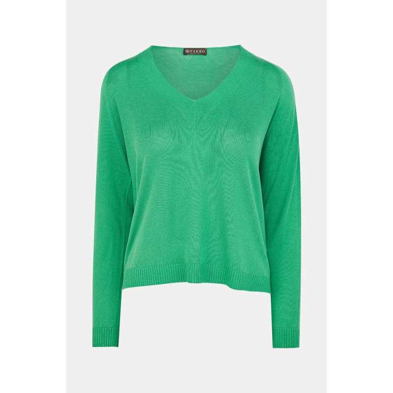 Vakko GREEN V-NECK KNITWEAR