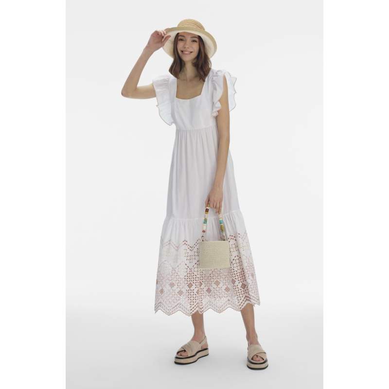 Vakko WHITE Ruffled DRESS Vakko WHITE Ruffled DRESS