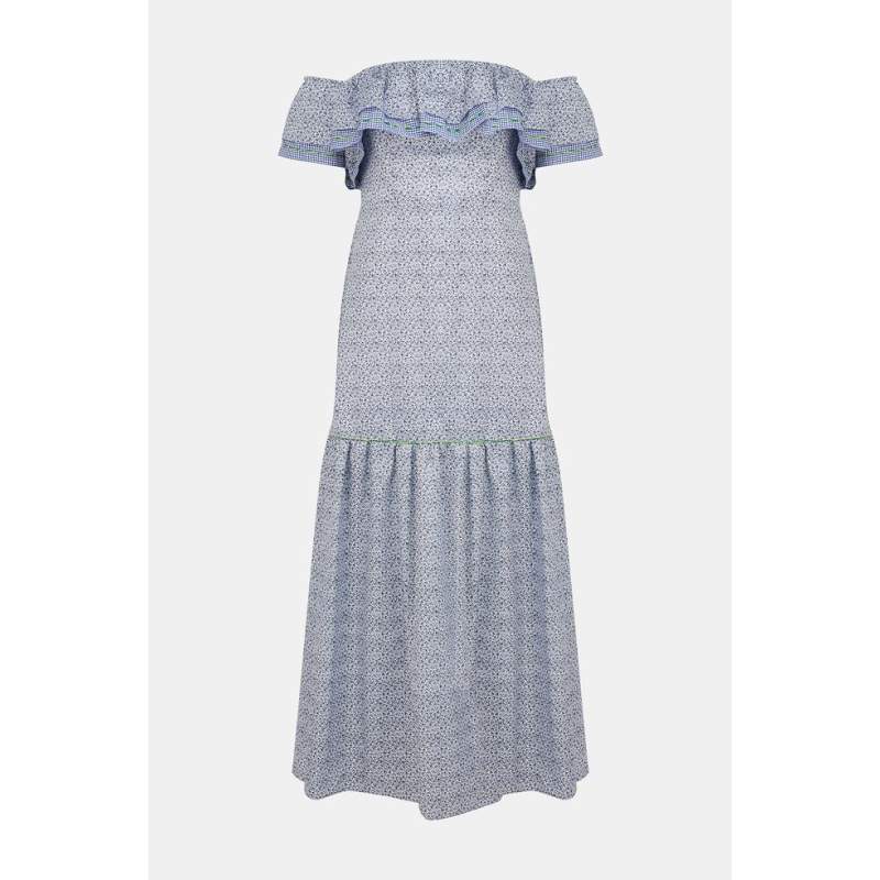 Vakko BLUE PATTERNED DRESS Vakko BLUE PATTERNED DRESS