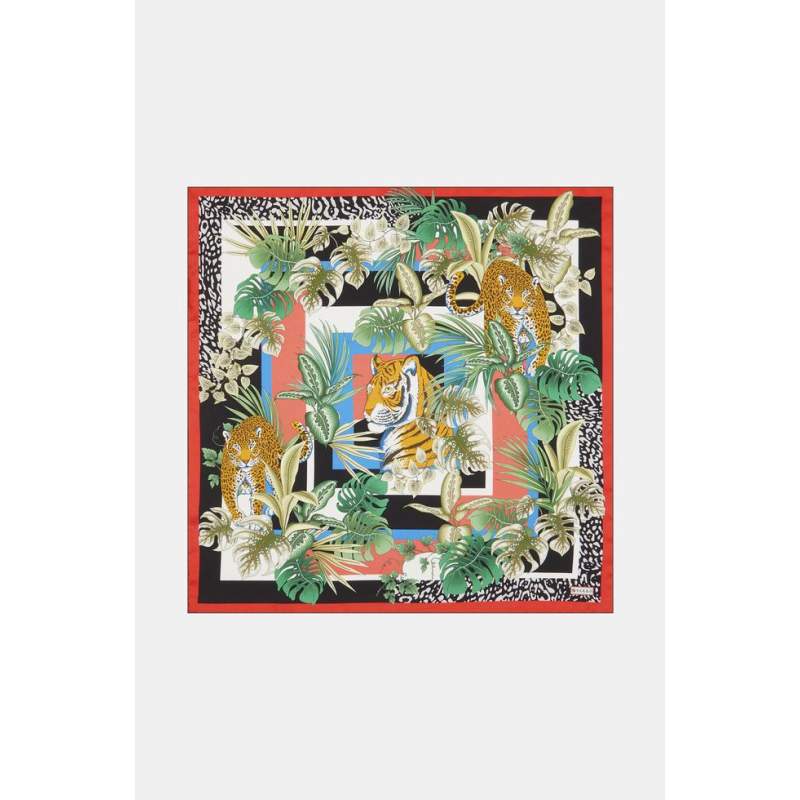 Vakko TIGER PATTERNED SILK BANDANA