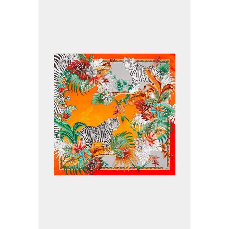 Vakko TIGER PATTERNED SILK GAVROUS