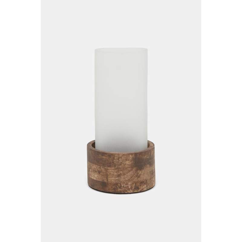 Vakko WOOD GLASS CANDLE HOLDER