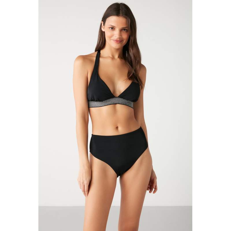 Makpa Elastic Detailed Straight Color Bikini
