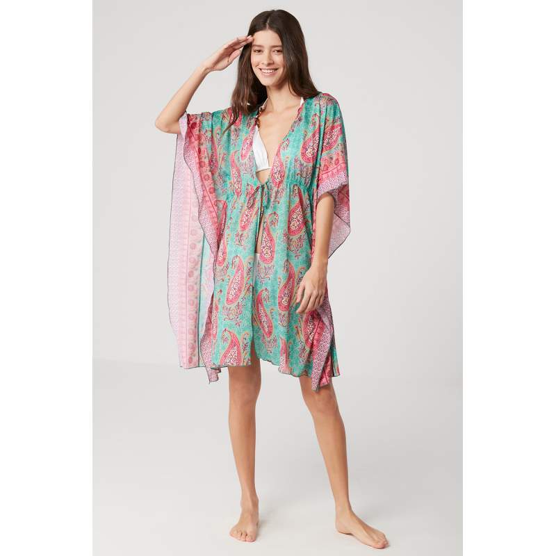 Albri Shawl Pattern Tie Detailed Dress