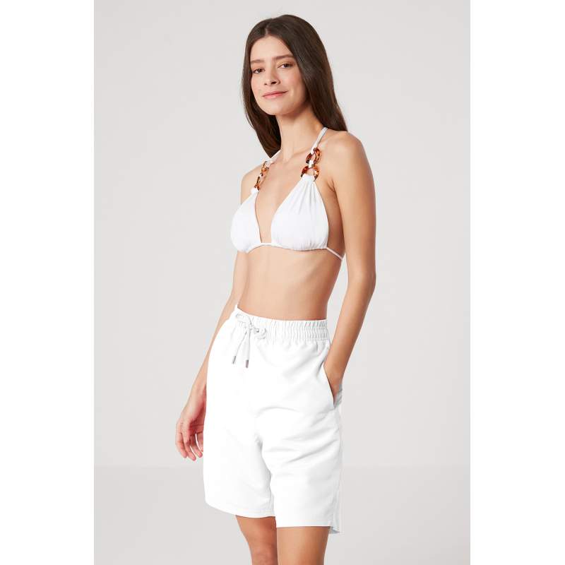 Achai Elastic Waist Straight Long Shorts