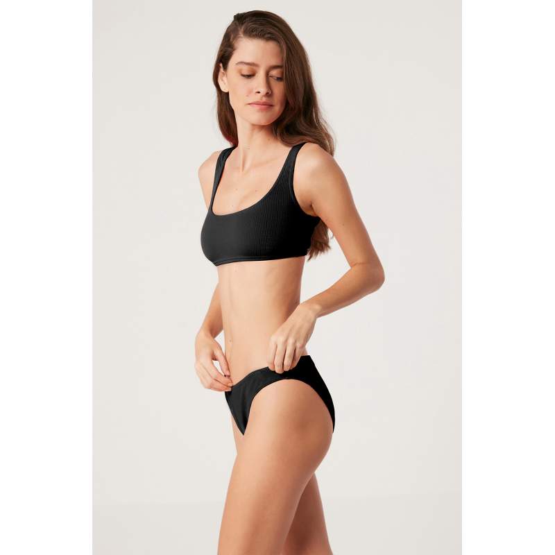 Elimel Self-Textured Solid Color Bikini