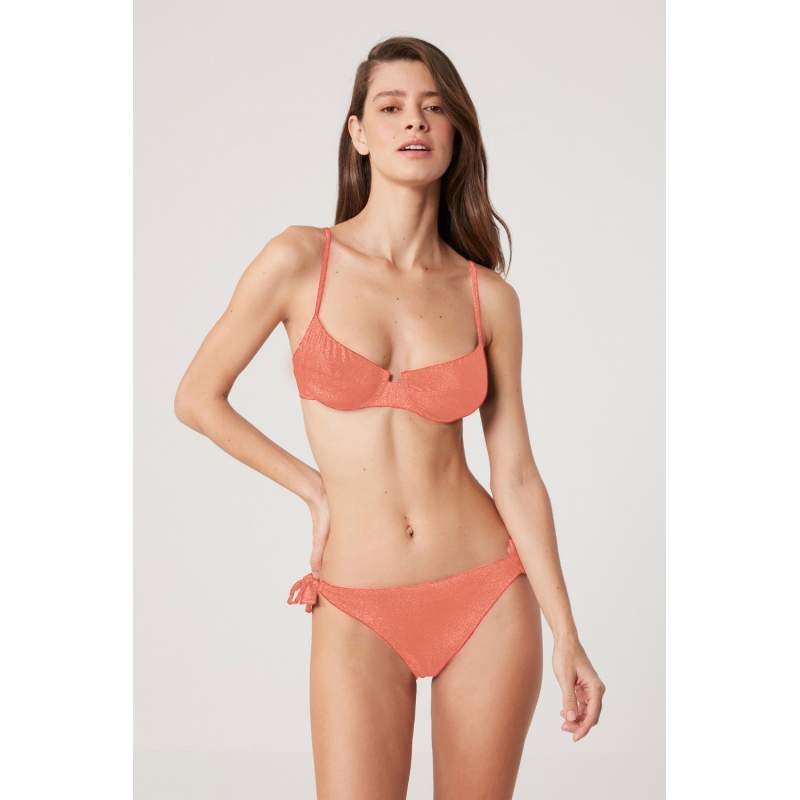 Exae Shiny Fabric Straight Color Bikini