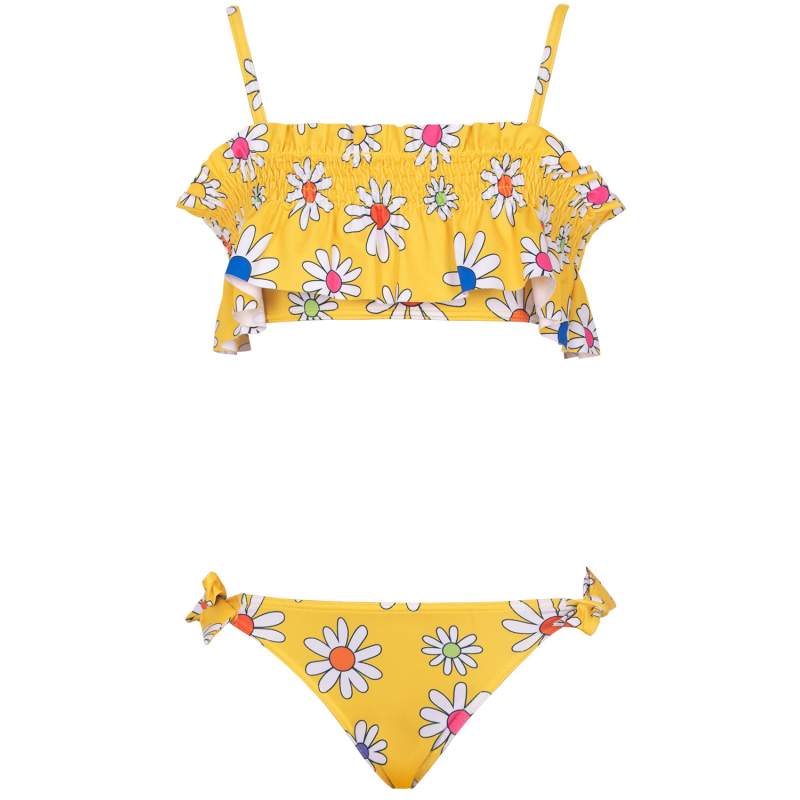 Daisy Patterned Strapless Bikini Set