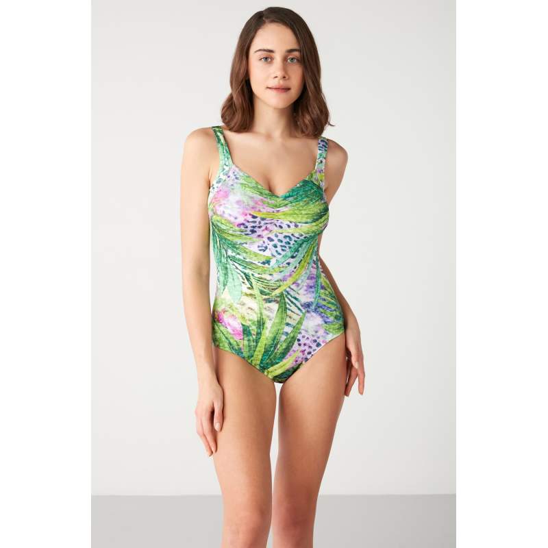 Tropic Patterned Gathering Swimwear